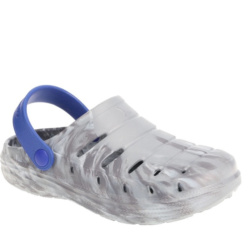 Clog for Boys, Lightweight EVA Clog with Swivel Ankle Strap, Grey/Multi, Youth 3